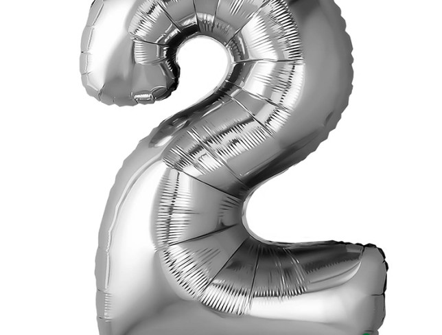 Balon cifra din folie "2" argintiu foto